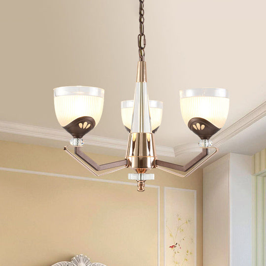 Coffee Bowl Pendant Chandelier - Rural Style, Cream Glass, Suspension Lighting (3/6/8/10 Heads), Ideal for Living Room