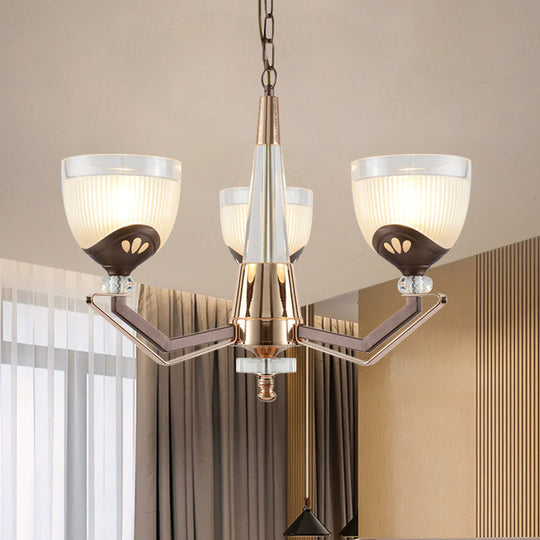 Coffee Bowl Pendant Chandelier - Rural Style, Cream Glass, Suspension Lighting (3/6/8/10 Heads), Ideal for Living Room