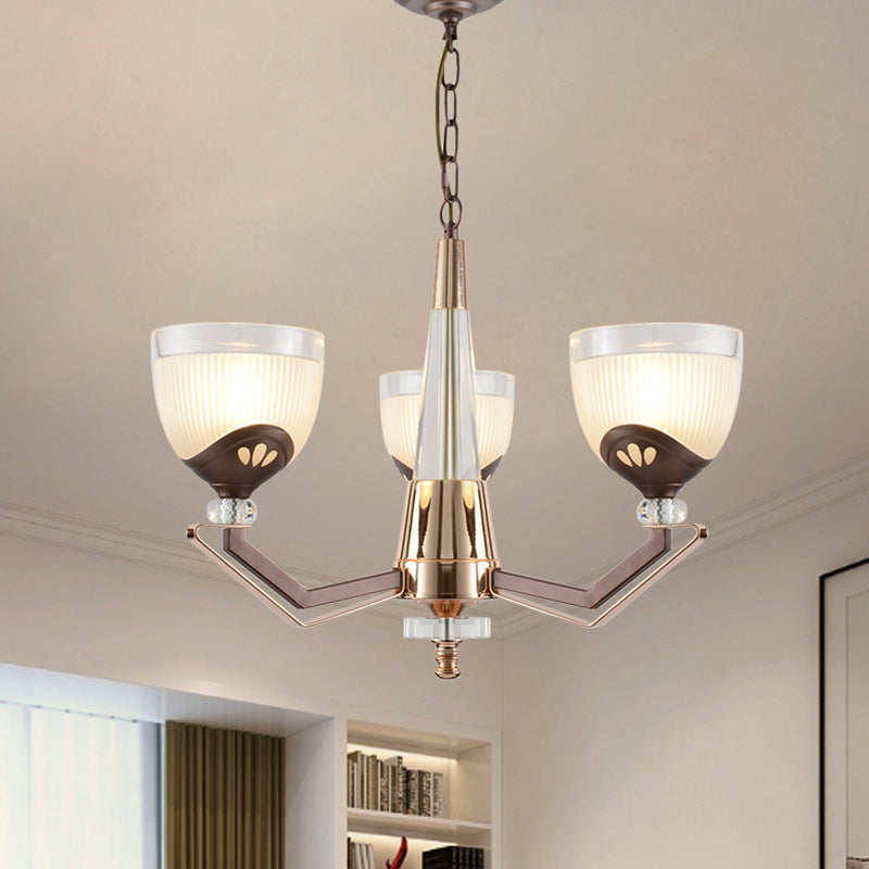 Coffee Bowl Pendant Chandelier - Rural Style, Cream Glass, Suspension Lighting (3/6/8/10 Heads), Ideal for Living Room