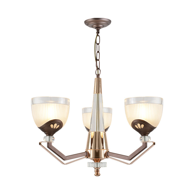 Coffee Bowl Pendant Chandelier - Rural Style, Cream Glass, Suspension Lighting (3/6/8/10 Heads), Ideal for Living Room