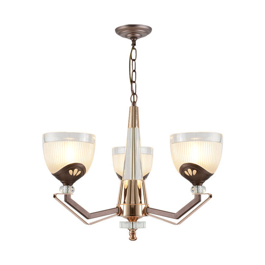 Coffee Bowl Pendant Chandelier - Rural Style, Cream Glass, Suspension Lighting (3/6/8/10 Heads), Ideal for Living Room