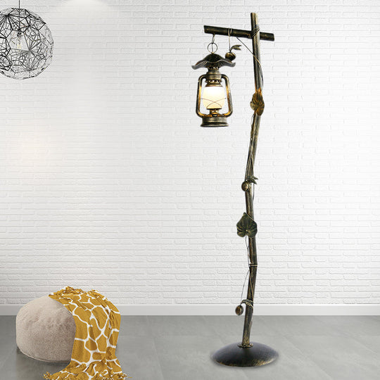 Classic Bronze Tree Shaped Floor Light with Oil Lamp Design for Study Room - 1-Light Metal Standing Lamp