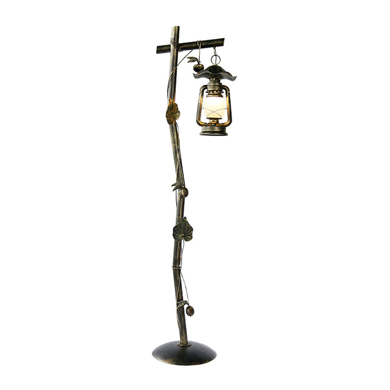 Classic Bronze Tree Shaped Floor Light with Oil Lamp Design for Study Room - 1-Light Metal Standing Lamp