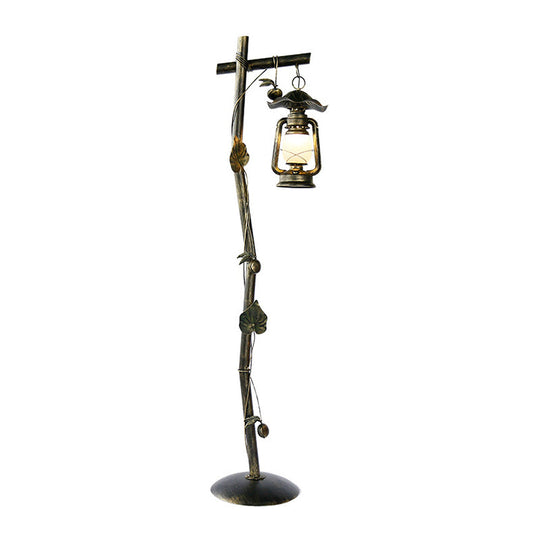 Classic Bronze Tree Shaped Floor Light with Oil Lamp Design for Study Room - 1-Light Metal Standing Lamp