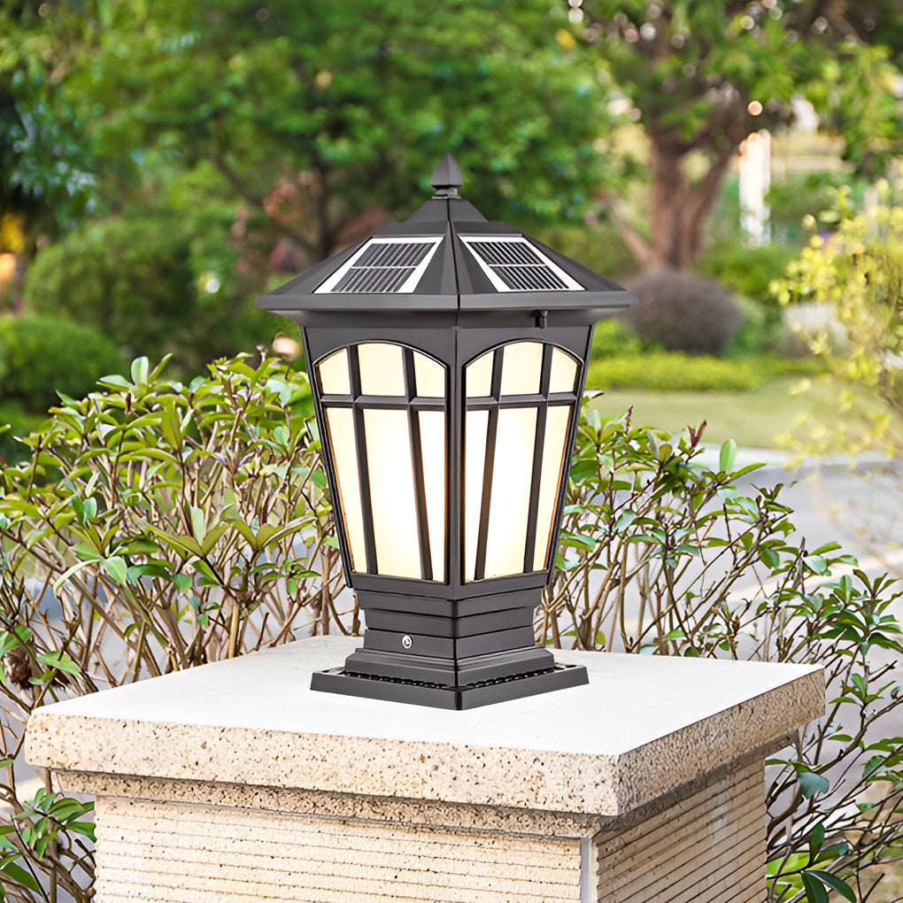 Waterproof Aluminum LED Brown Retro Solar Post Cap Lights Pillar Lamp