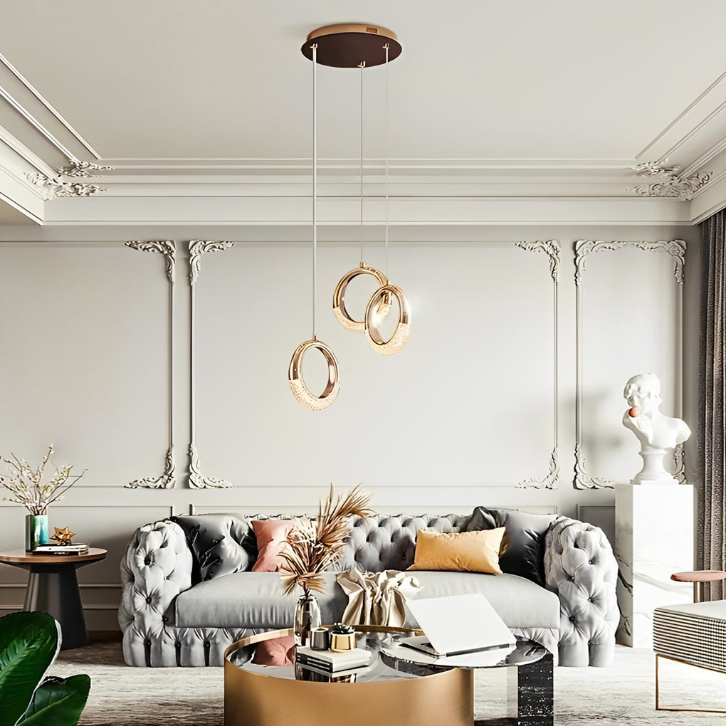 Ring Shaped LED Electroplated Metal Modern Pendant Light