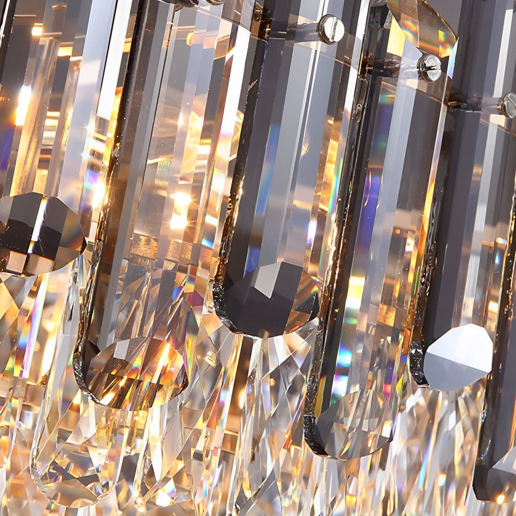 Round Oval Multi-Layer Crystal Electroplated Metal Modern Chandelier