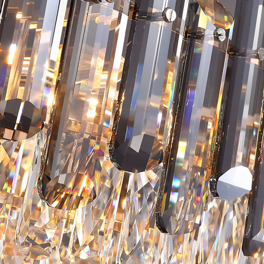 Round Oval Multi-Layer Crystal Electroplated Metal Modern Chandelier