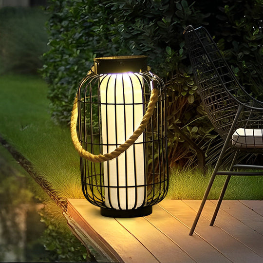 Classic Iron Lantern Solar Lawn Lamp Waterproof Portable Outdoor Light