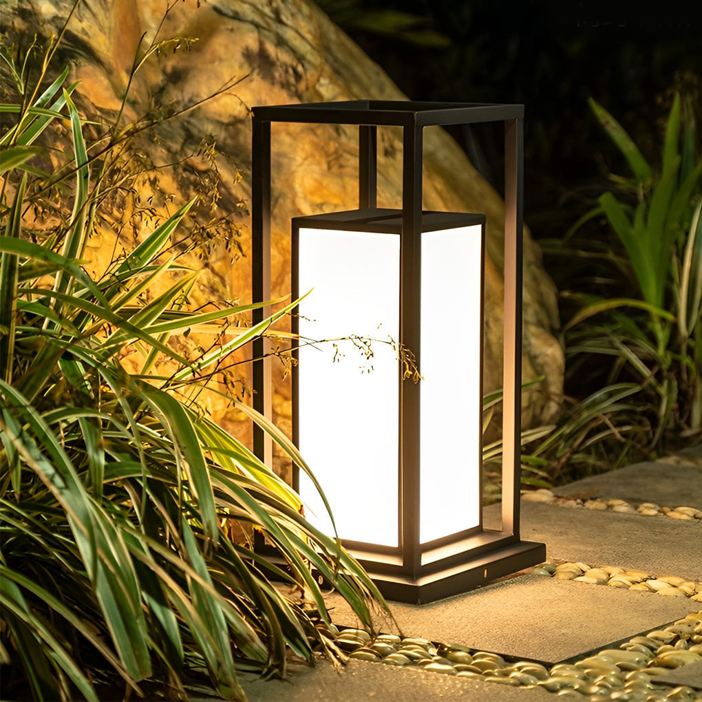 Outdoor Waterproof LED Solar Fence Post Lights Modern Pillar Lamp