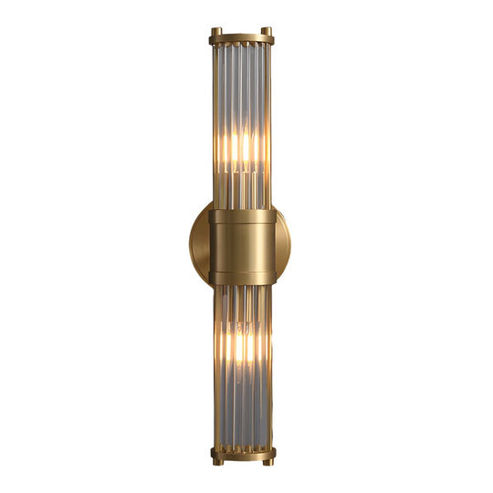 1/2-Light Modern Chrome/Gold Wall Sconce with Cylinder Clear Glass Shade
