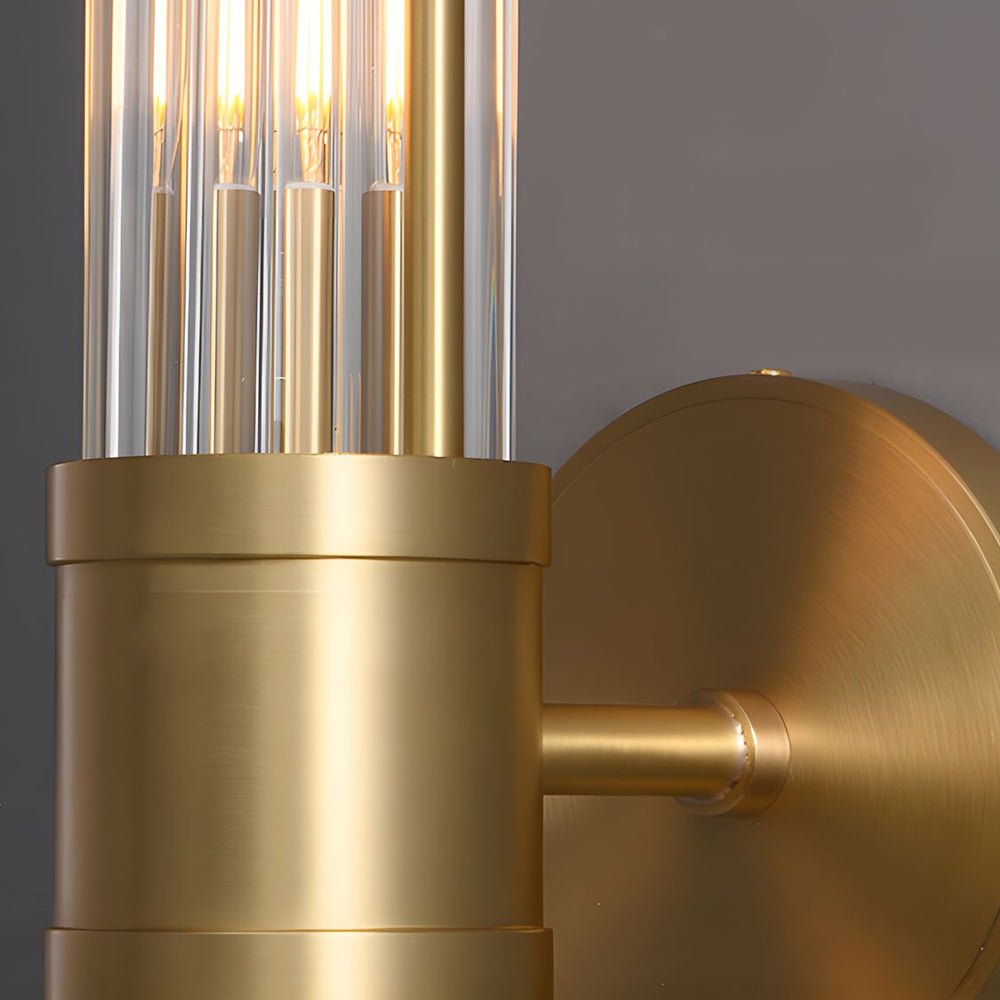 1/2-Light Modern Chrome/Gold Wall Sconce with Cylinder Clear Glass Shade
