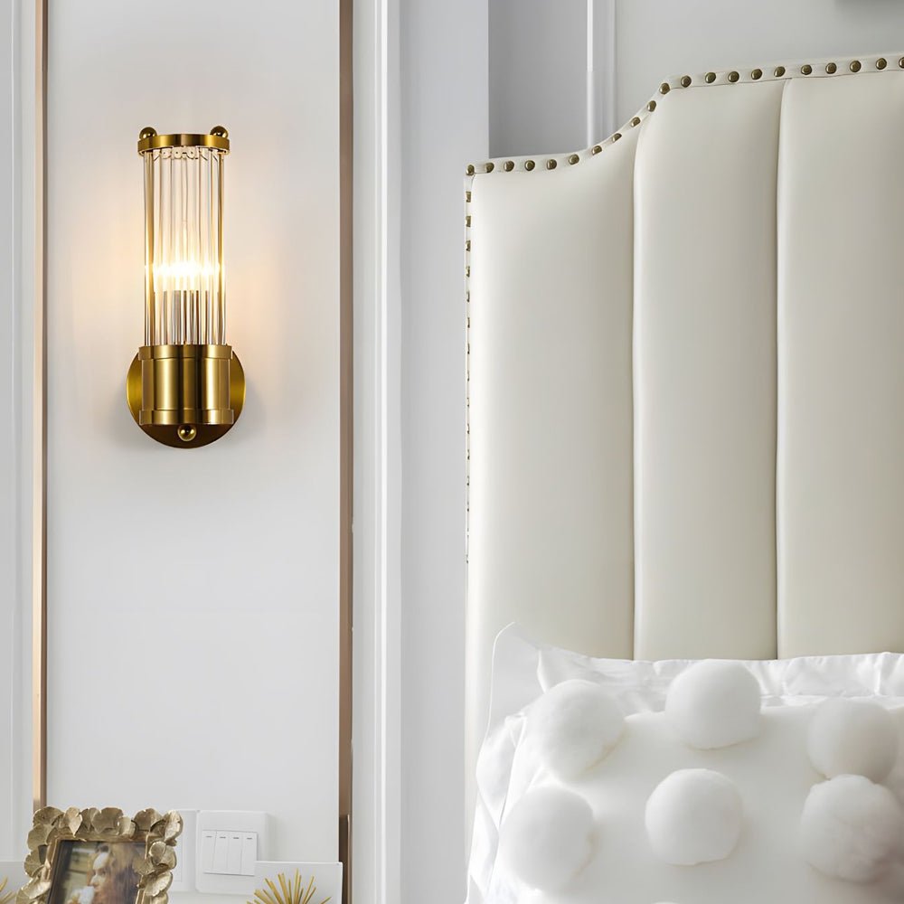1/2-Light Modern Chrome/Gold Wall Sconce with Cylinder Clear Glass Shade