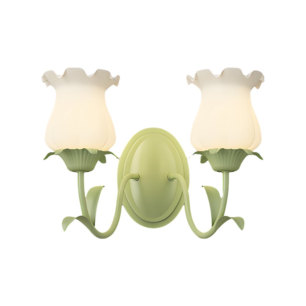 1/2 Lights Flowers Glass Three Step Dimming Green Modern Wall Lights