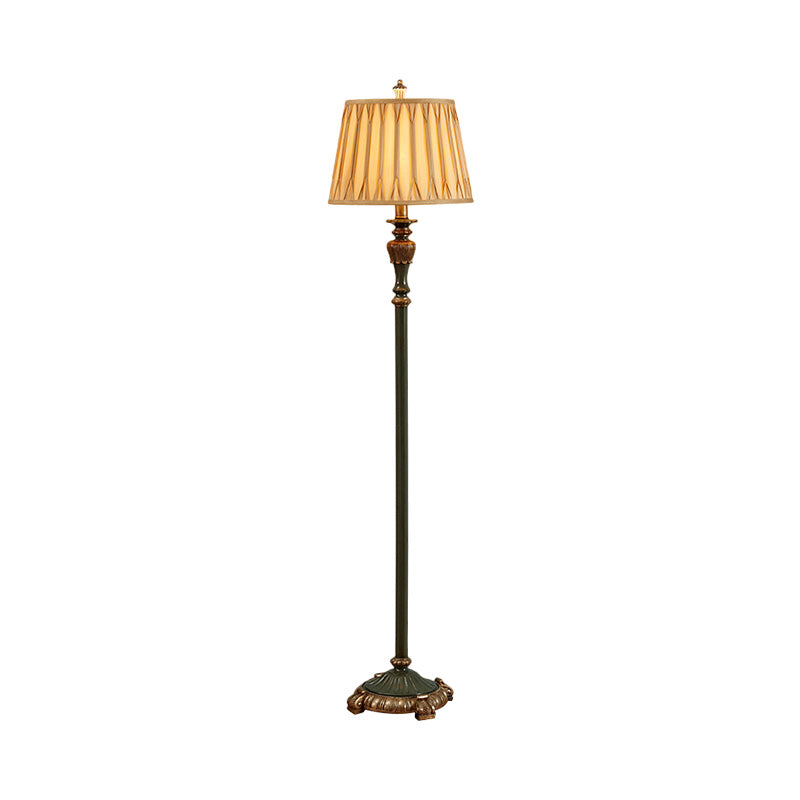 Vintage Resin Pewter Floor Lamp with Urn-Shaped Base, 1-Light & Pleated Conical Shade