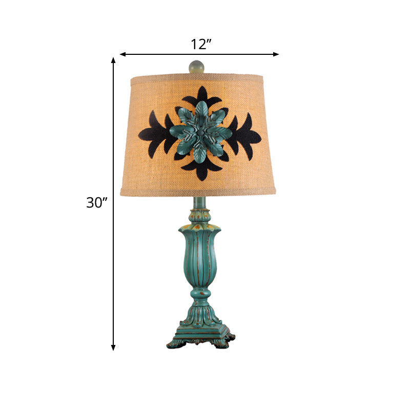Vintage Style Barrel Shaped Desk Lamp - 21"/30" H, Blue Fabric, 1 Bulb - Perfect for Guest Room