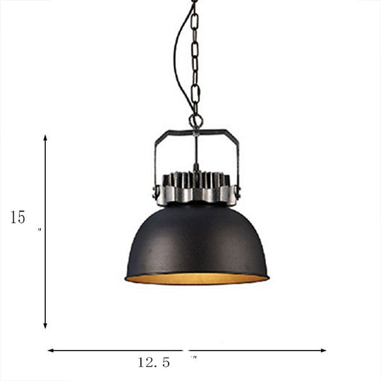 Industrial Metal Dome Shade Pendant Light Fixture - Black, 1 Bulb Ceiling Hanging Light for Restaurants