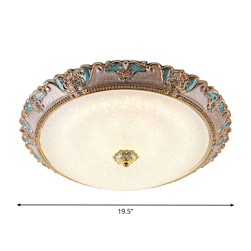 Farmhouse Dome Shade Flushmount Lamp - 14"/16"/19.5" Width - Gold/Brown - Frosted Glass - LED Ceiling Flush Mount - Warm/White Light