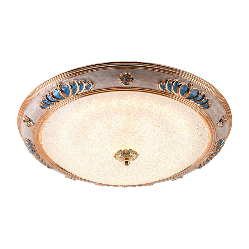 Frosted Glass Ceiling Lamp Fixture - Countryside LED Flush Lighting in Gold, Warm/White Light - 14"/16"/19.5" Wide for Bedroom