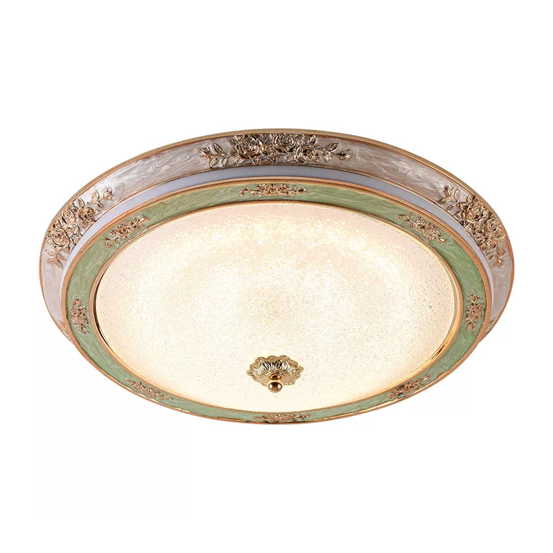 Green Seeded Glass Flush Mount LED Lamp in Warm/White Light, Available in 3 Sizes: 14", 16", 19.5