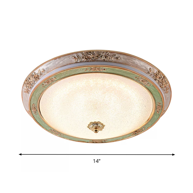 Green Seeded Glass Flush Mount LED Lamp in Warm/White Light, Available in 3 Sizes: 14", 16", 19.5