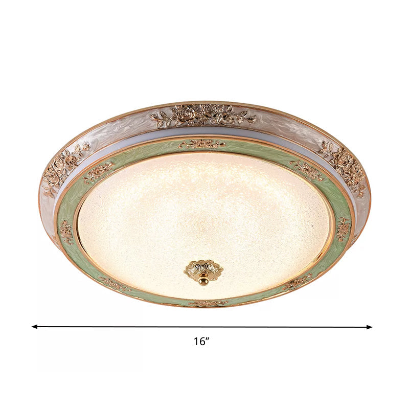 Green Seeded Glass Flush Mount LED Lamp in Warm/White Light, Available in 3 Sizes: 14", 16", 19.5