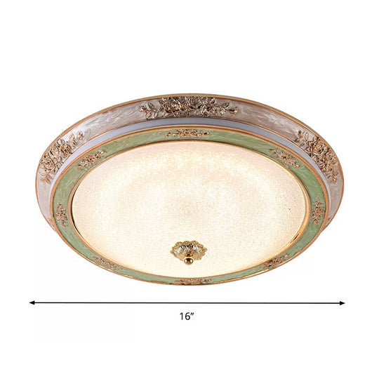 Green Seeded Glass Flush Mount LED Lamp in Warm/White Light, Available in 3 Sizes: 14", 16", 19.5