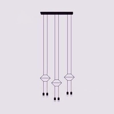 Modern Geometric Metal Ceiling Light - Black Suspension Pendant with 2/4/6 Lights