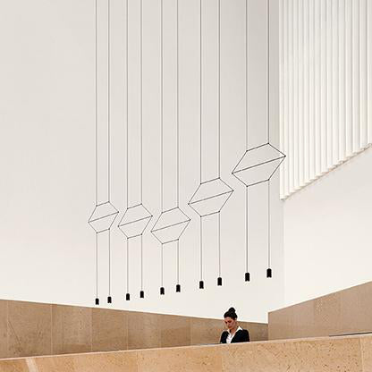 Modern Geometric Metal Ceiling Light - Black Suspension Pendant with 2/4/6 Lights