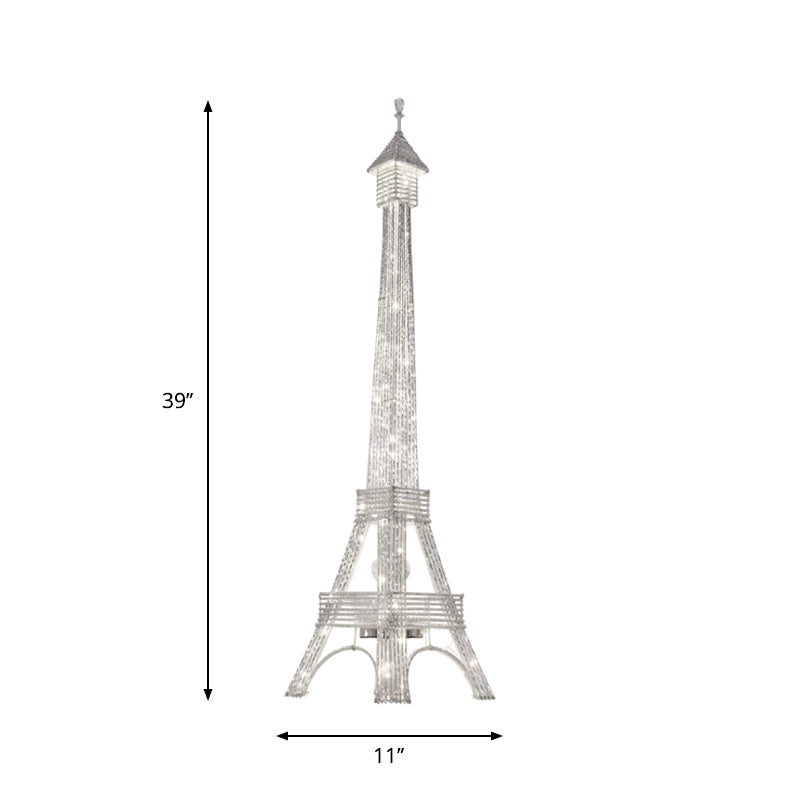 Elegant 2-Head LED Floor Lamp with Eiffel Tower Design for Living Room Decor