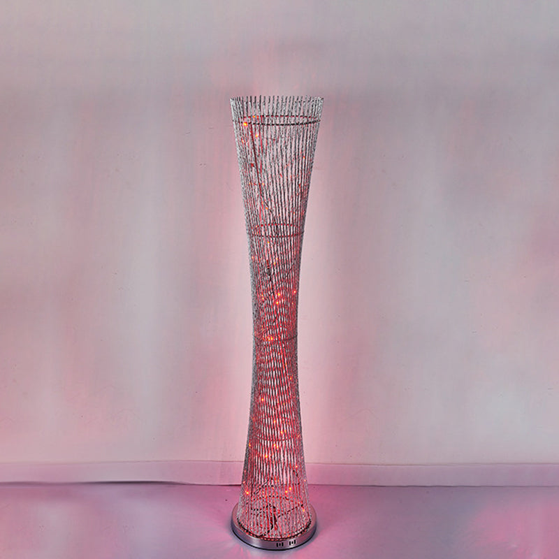 Silver Aluminum Canton Tower LED Floor Reading Lamp - Stylish Bedroom Light Décor