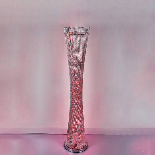 Silver Aluminum Canton Tower LED Floor Reading Lamp - Stylish Bedroom Light Décor