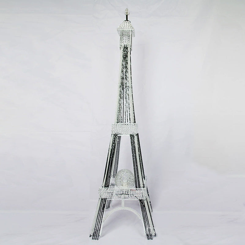 Metallic Tower Frame LED Floor Reading Lamp - Modern Art Decor for Bedroom - Black/Silver