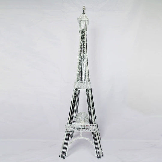 Metallic Tower Frame LED Floor Reading Lamp - Modern Art Decor for Bedroom - Black/Silver