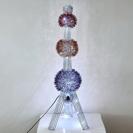 Colorful LED Tripod Floor Lamp - Decorative Aluminum Stand - Blue/Purple/Yellow