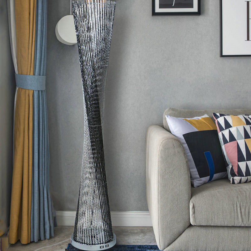 LED Floor Lamp - Modern Black-Silver Art Decor with Canton Tower Shape - Ideal Lighting for Drawing Room
