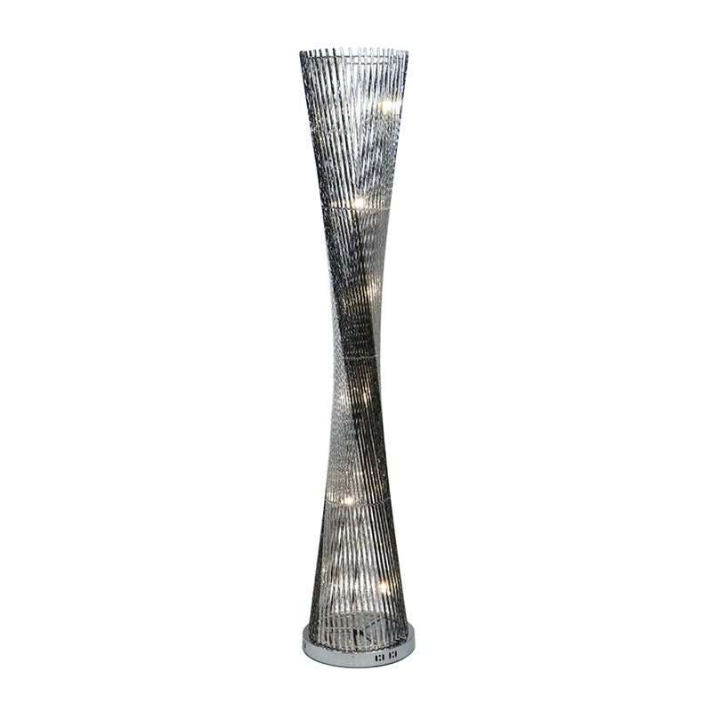 LED Floor Lamp - Modern Black-Silver Art Decor with Canton Tower Shape - Ideal Lighting for Drawing Room