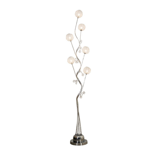 Aluminum Floor Light Art Decor LED Standing Lamp with Orb Design - Silver