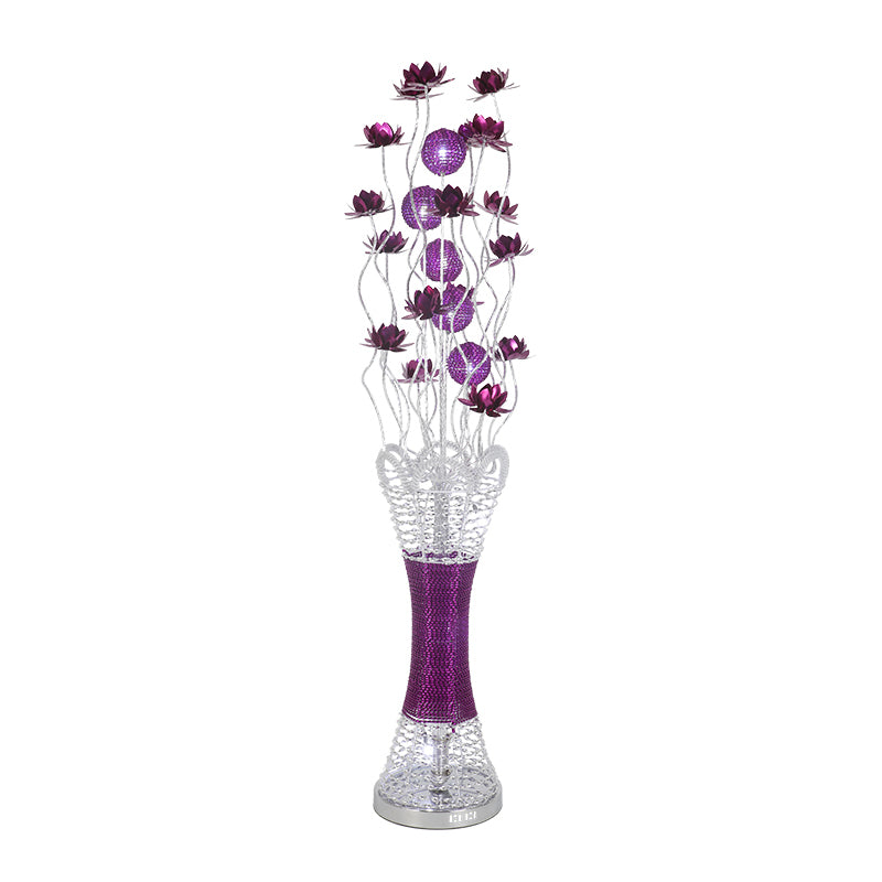 LED Slim Column Bloom Floor Lamp - Purple Aluminum Art Decor - Warm/White Light