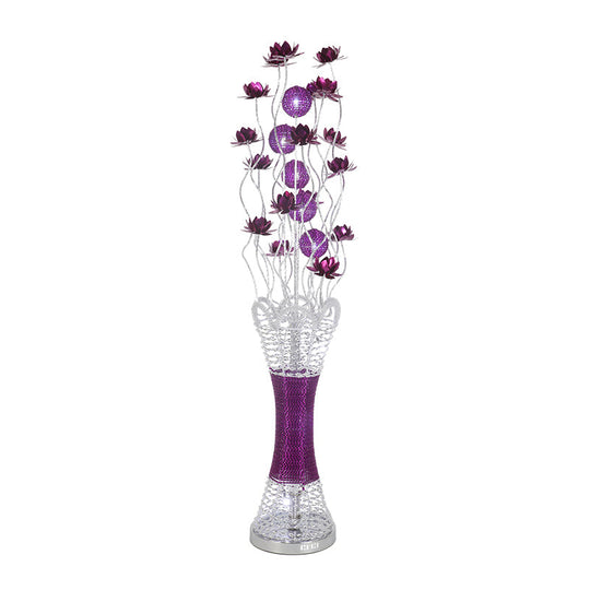 LED Slim Column Bloom Floor Lamp - Purple Aluminum Art Decor - Warm/White Light