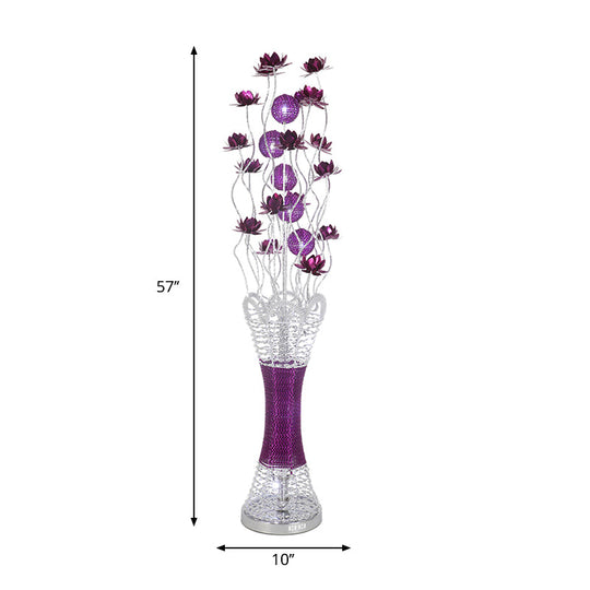 LED Slim Column Bloom Floor Lamp - Purple Aluminum Art Decor - Warm/White Light