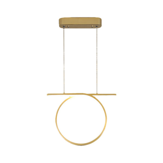 Nordic Style Gold LED Pendant Light for Dining Hall - Ring Suspension Lighting