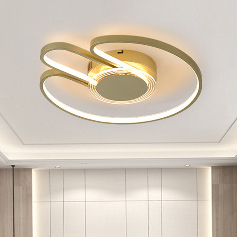 Modern Black/Gold Geometric Frame Flushmount - 16"/19.5" LED Metal Flush Mounted Lighting