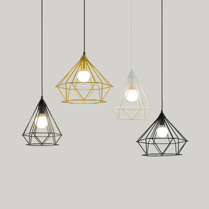 Diamond Wire Pendant Light for Stair Cafe - Traditional Metal Hanging Lamp