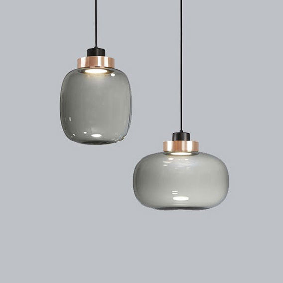 Modern Smoky Glass LED Pendant Light - 7"/8.5" Wide Suspension Kit in White/Warm Light
