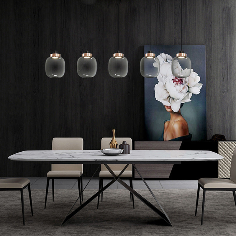 Modern Smoky Glass LED Pendant Light - 7"/8.5" Wide Suspension Kit in White/Warm Light