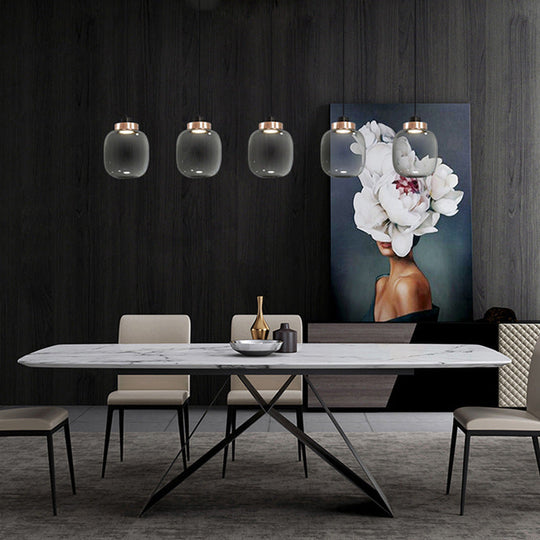 Modern Smoky Glass LED Pendant Light - 7"/8.5" Wide Suspension Kit in White/Warm Light