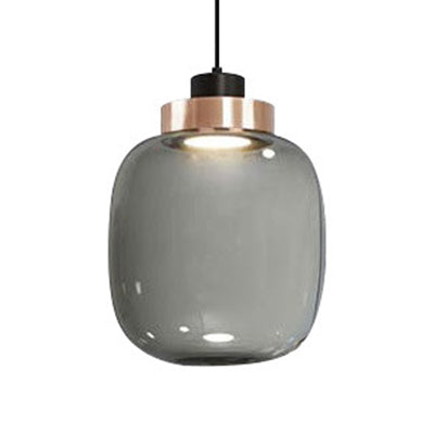 Modern Smoky Glass LED Pendant Light - 7"/8.5" Wide Suspension Kit in White/Warm Light