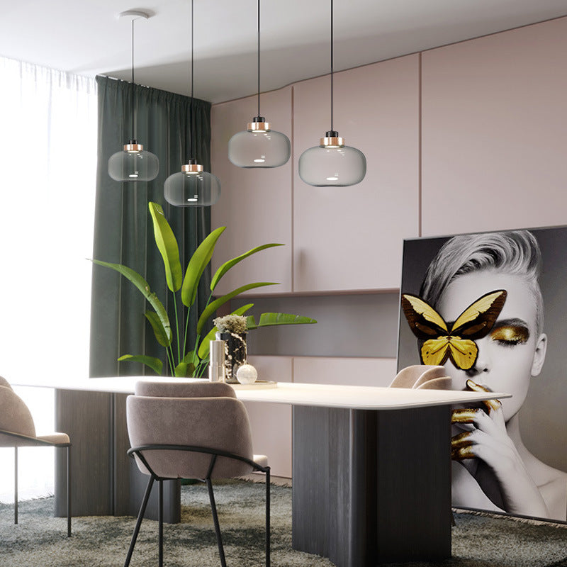 Modern Smoky Glass LED Pendant Light - 7"/8.5" Wide Suspension Kit in White/Warm Light