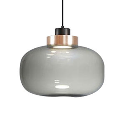 Modern Smoky Glass LED Pendant Light - 7"/8.5" Wide Suspension Kit in White/Warm Light
